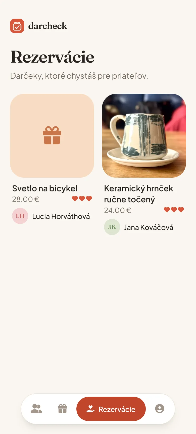 Rezervácie pre priateľov: fotky aj pastelové karty