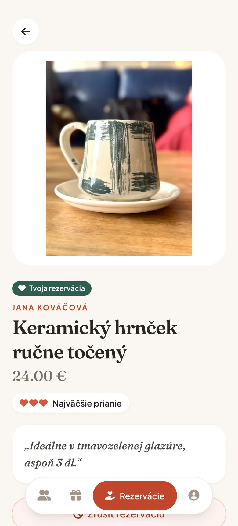 Hrnček s označením Tvoja rezervácia