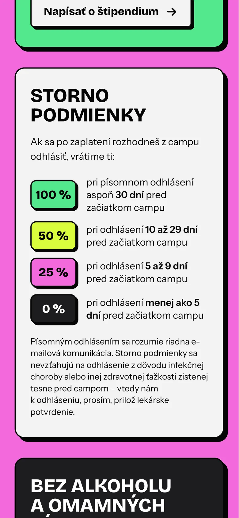 Storno podmienky na mobile