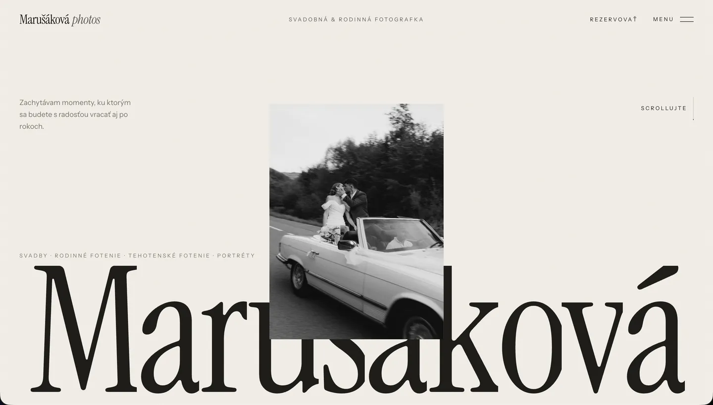 Úvodná stránka portfólia Marušáková photos