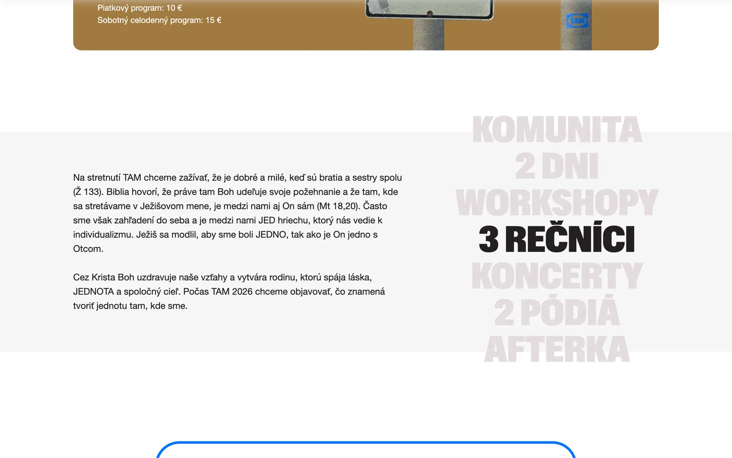 O stretnutí: komunita, workshopy, rečníci, koncerty