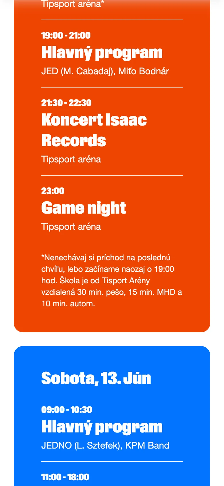 Program piatku na mobile